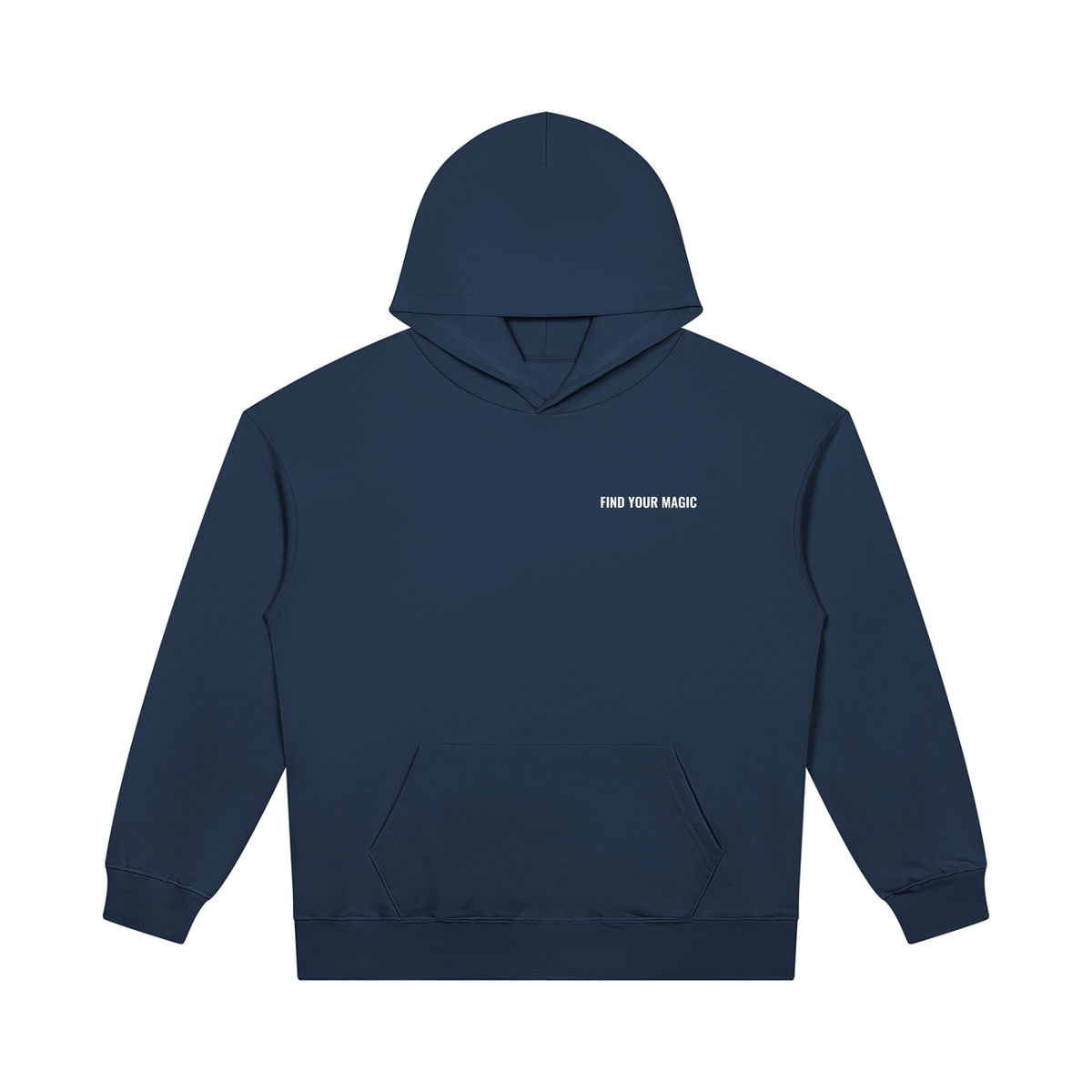The Cosmic Compass heavyweight pullover hoodie is the one you reach for first: on the school run with your coffee, over a slip skirt and boots on a night out, or with leather trousers for date night. The weight holds its shape and makes everything you pair it with look deliberate. COMRTABLE AND STYLISH IN YOUR RECOVERY BLUE FRONT VIEW