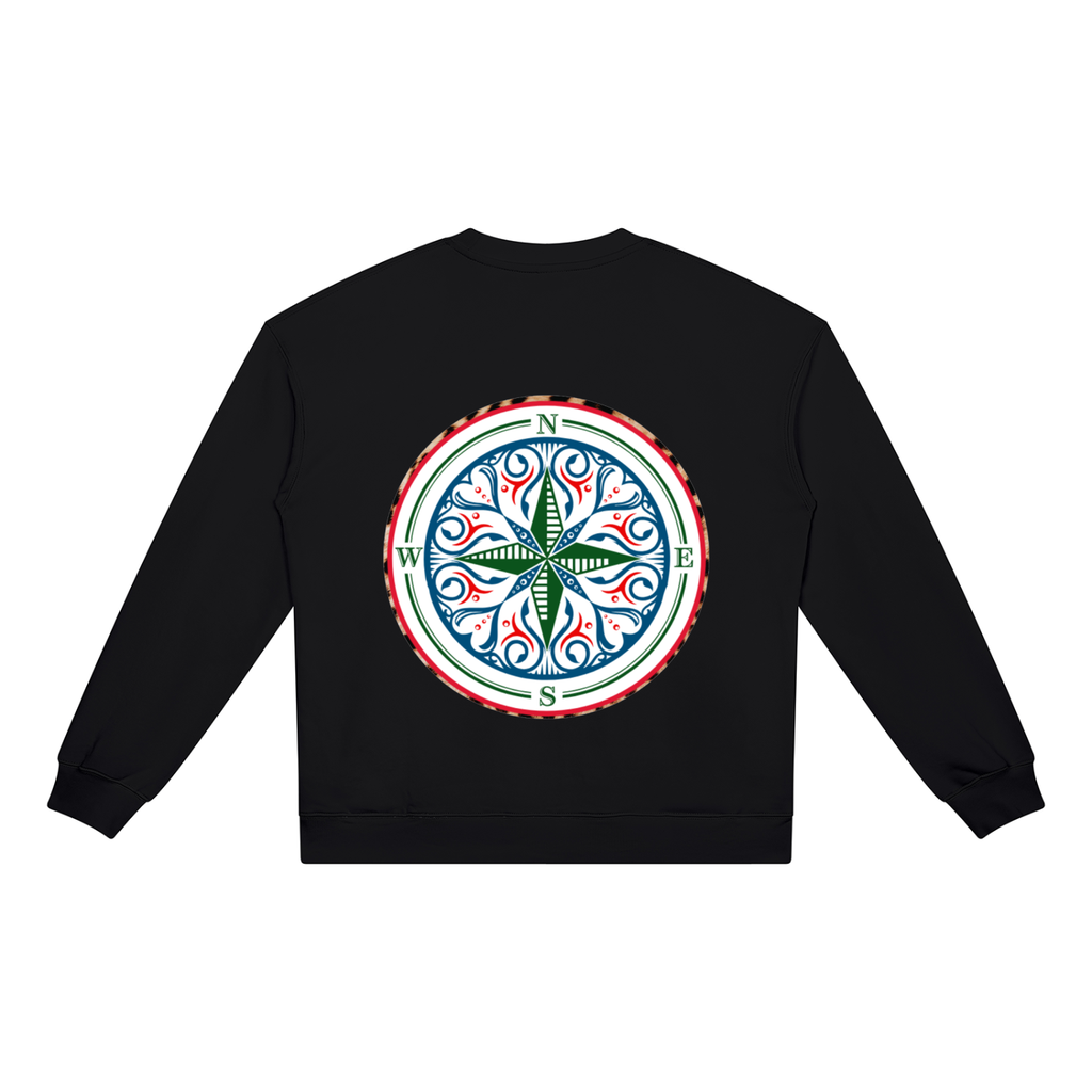 ind your magic A black crewneck sweatshirt with a The infinity style Studio compass logo.  Keep you looking stylish, warm and comfy on your confidence recovery journey. black crewneck back view