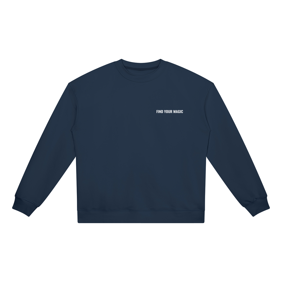 Compass Crewneck Sweatshirt. A blue crewneck sweatshirt with a The infinity style Studio compass logo.  Keep you looking stylish, warm and comfy on your confidence recovery journey. Blue crewneck front view