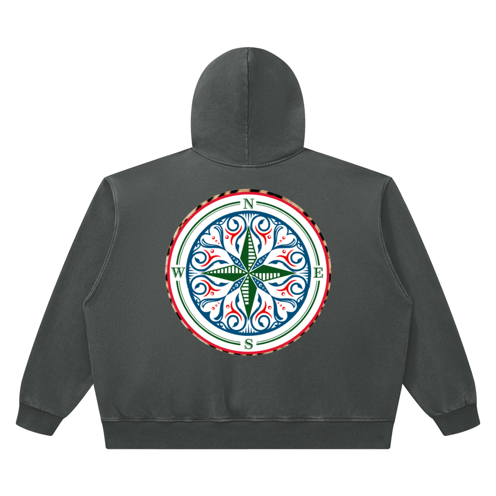 GREY vintage wash, wide boxy shape and drop shoulders give the Cosmic Compass boxy hoodie real character. Wear it big with jeans for a day off, over a skirt, or with something unexpected after dark.
 GIVE YOU CONFIDENCE IN YOUR RECOVERY JOURNEY  GREY BACK
