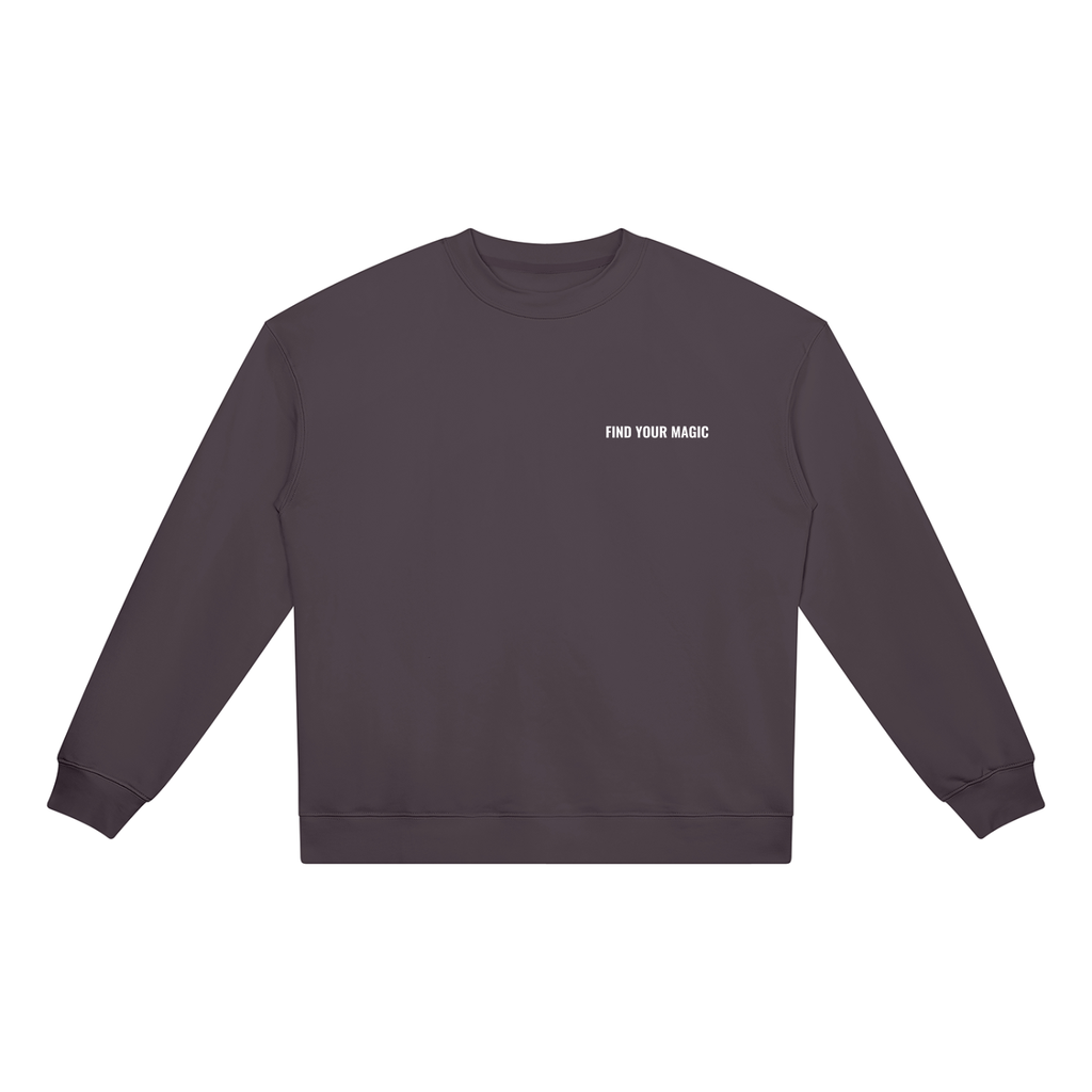 Compass Crewneck Sweatshirt. A charcoal crewneck sweatshirt with a The infinity style Studio compass logo.  Keep you looking stylish, warm and comfy on your confidence recovery journey. Charcoal  crewneck front view
