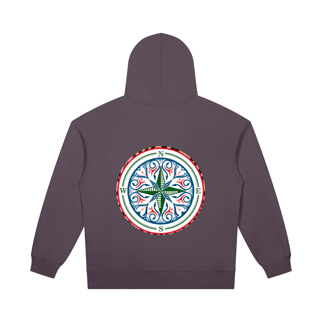 The Cosmic Compass heavyweight pullover hoodie is the one you reach for first: on the school run with your coffee, over a slip skirt and boots on a night out, or with leather trousers for date night. The weight holds its shape and makes everything you pair it with look deliberate. COMfoRTABLE AND STYLISH IN YOUR RECOVERY  charcoal back view