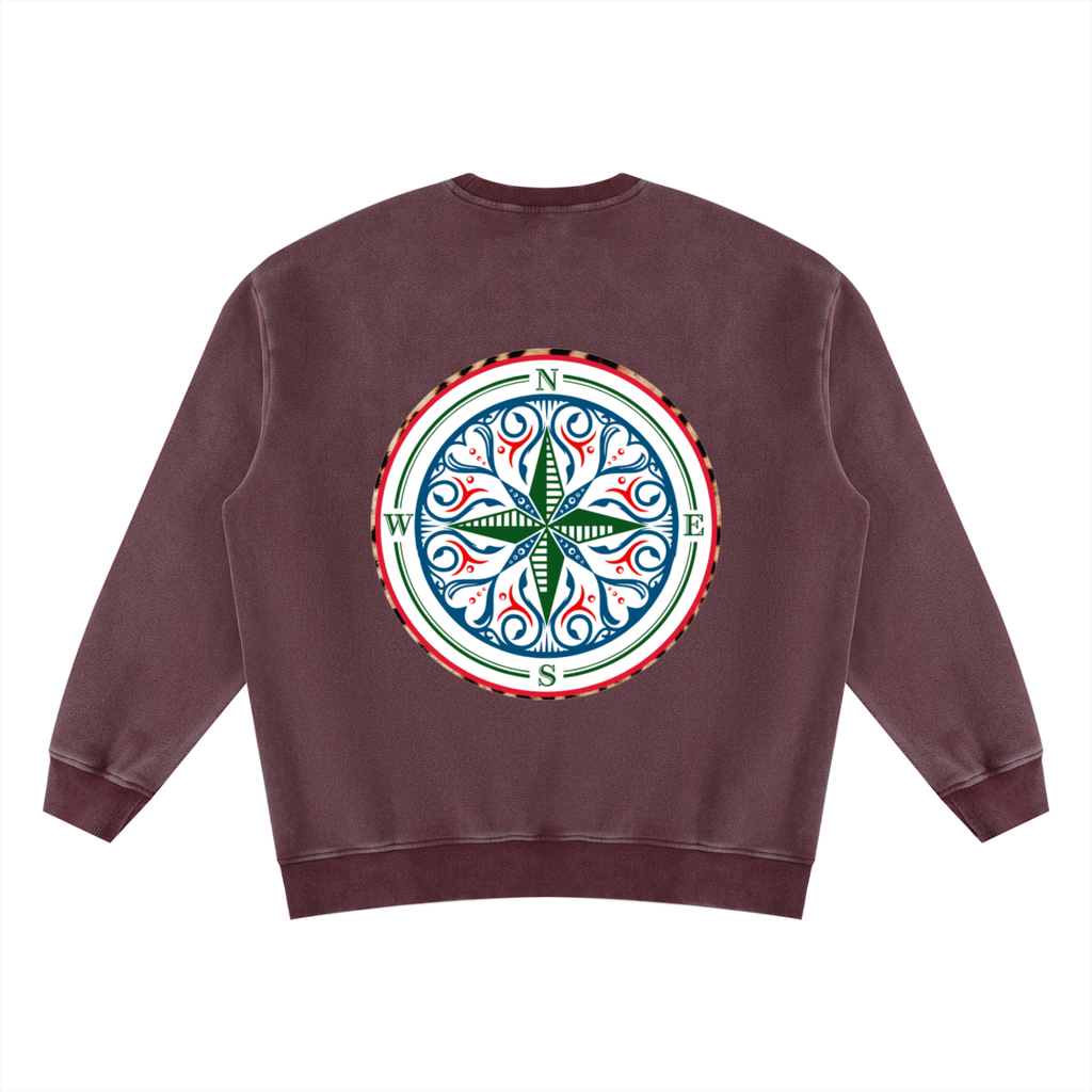 Soft, with a fleece lining that makes the Cosmic Compass vintage wash sweatshirt pure comfort. Warm enough to be worn instead of a jacket or layered for the colder months. Wear it with a leopard skirt and boots, or with a statement bag and your favourite lipstick for date night.

Oversized fit unisex crewneck with drop shoulders
Vintage wash finish, fleece-lined
53% polyester, 42% cotton, 5% other fibres
Vintage wash dark plum fleeced lined back to give you confidence in your recovery back view