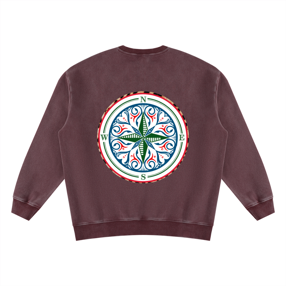Soft, with a fleece lining that makes the Cosmic Compass vintage wash sweatshirt pure comfort. Warm enough to be worn instead of a jacket or layered for the colder months. Wear it with a leopard skirt and boots, or with a statement bag and your favourite lipstick for date night.

Oversized fit unisex crewneck with drop shoulders
Vintage wash finish, fleece-lined
53% polyester, 42% cotton, 5% other fibres
Vintage wash dark plum fleeced lined back to give you confidence in your recovery back view