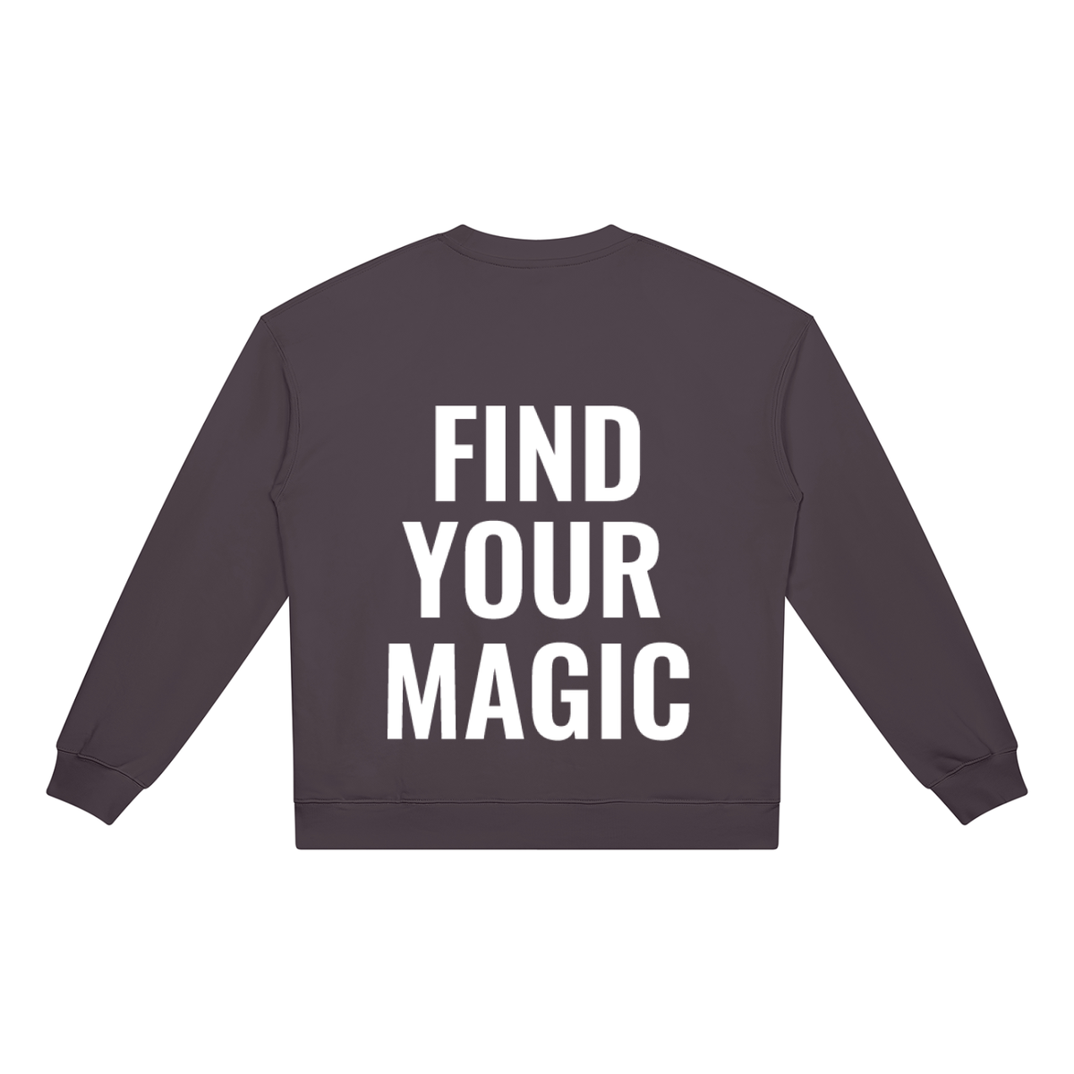 Find your magic A dark charcoal grey crewneck sweatshirt with a The infinity style Studio compass logo.  Keep you looking stylish, warm and comfy on your confidence recovery journey. charcoal grey hoodie back