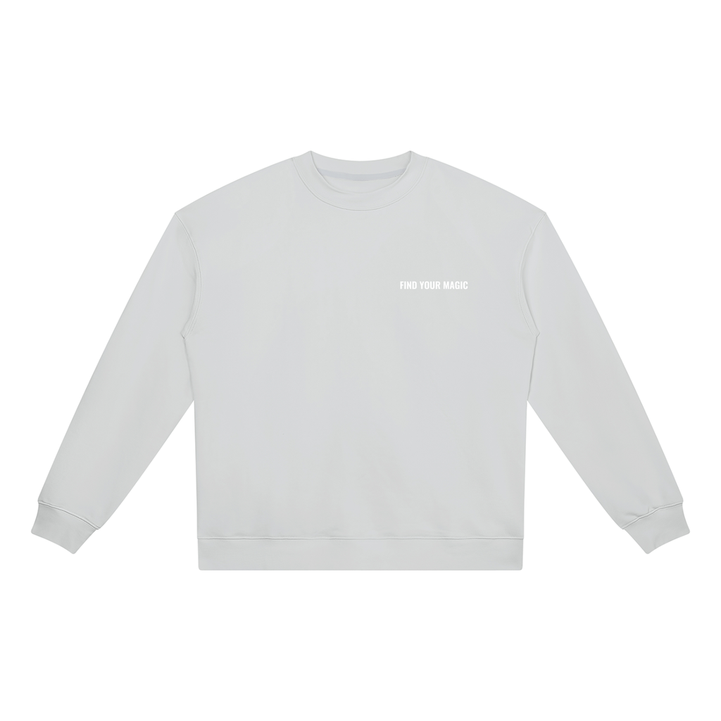 Compass Crewneck Sweatshirt. A Flower grey crewneck sweatshirt with a The infinity style Studio compass logo.  Keep you looking stylish, warm and comfy on your confidence recovery journey. flower grey  crewneck front view