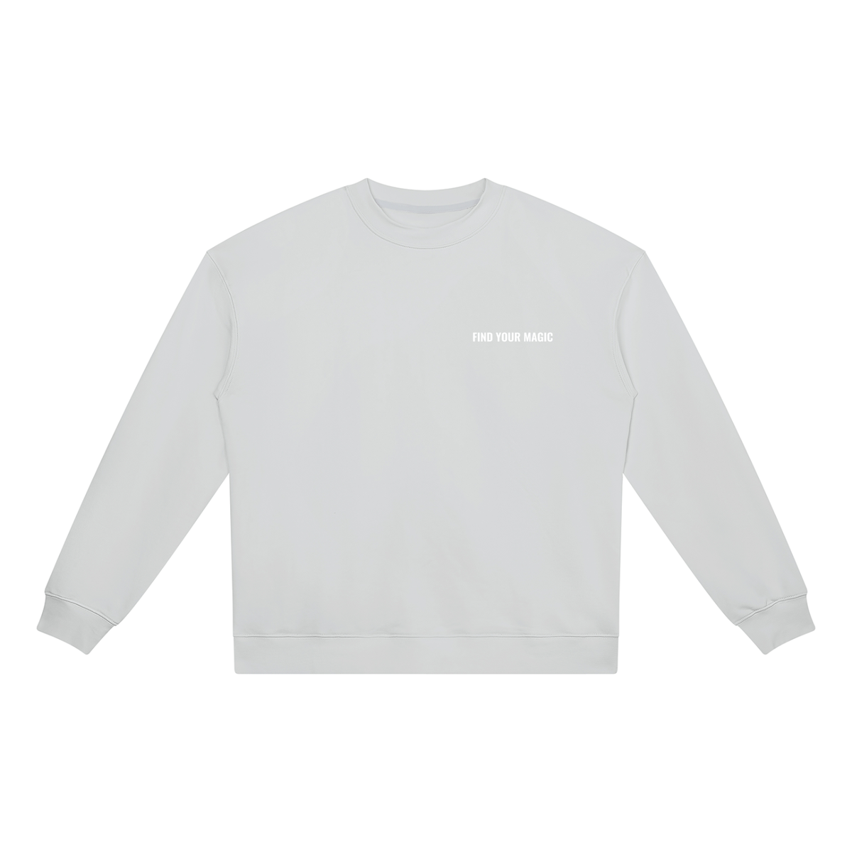 Compass Crewneck Sweatshirt. A Flower grey crewneck sweatshirt with a The infinity style Studio compass logo.  Keep you looking stylish, warm and comfy on your confidence recovery journey. flower grey  crewneck front view