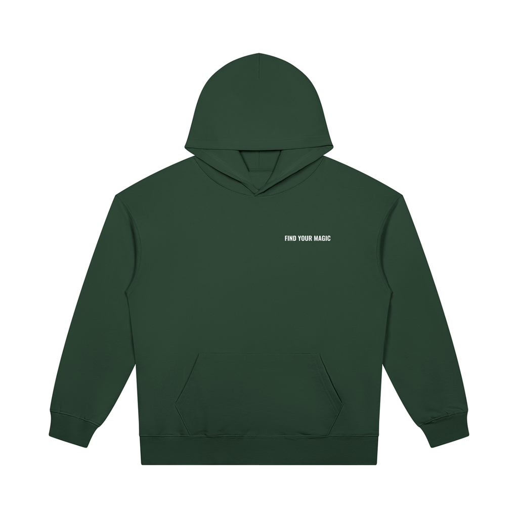The Cosmic Compass heavyweight pullover hoodie is the one you reach for first: on the school run with your coffee, over a slip skirt and boots on a night out, or with leather trousers for date night. The weight holds its shape and makes everything you pair it with look deliberate. COMfoRTABLE AND STYLISH IN YOUR RECOVERY  green front view