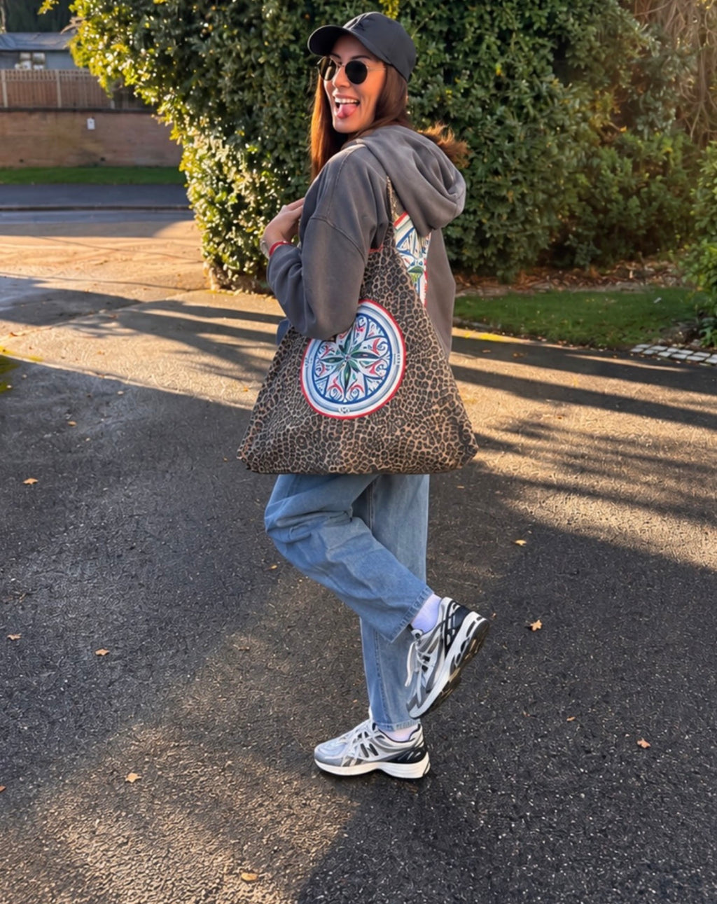 Cosmic Compass Leopard Print Tote