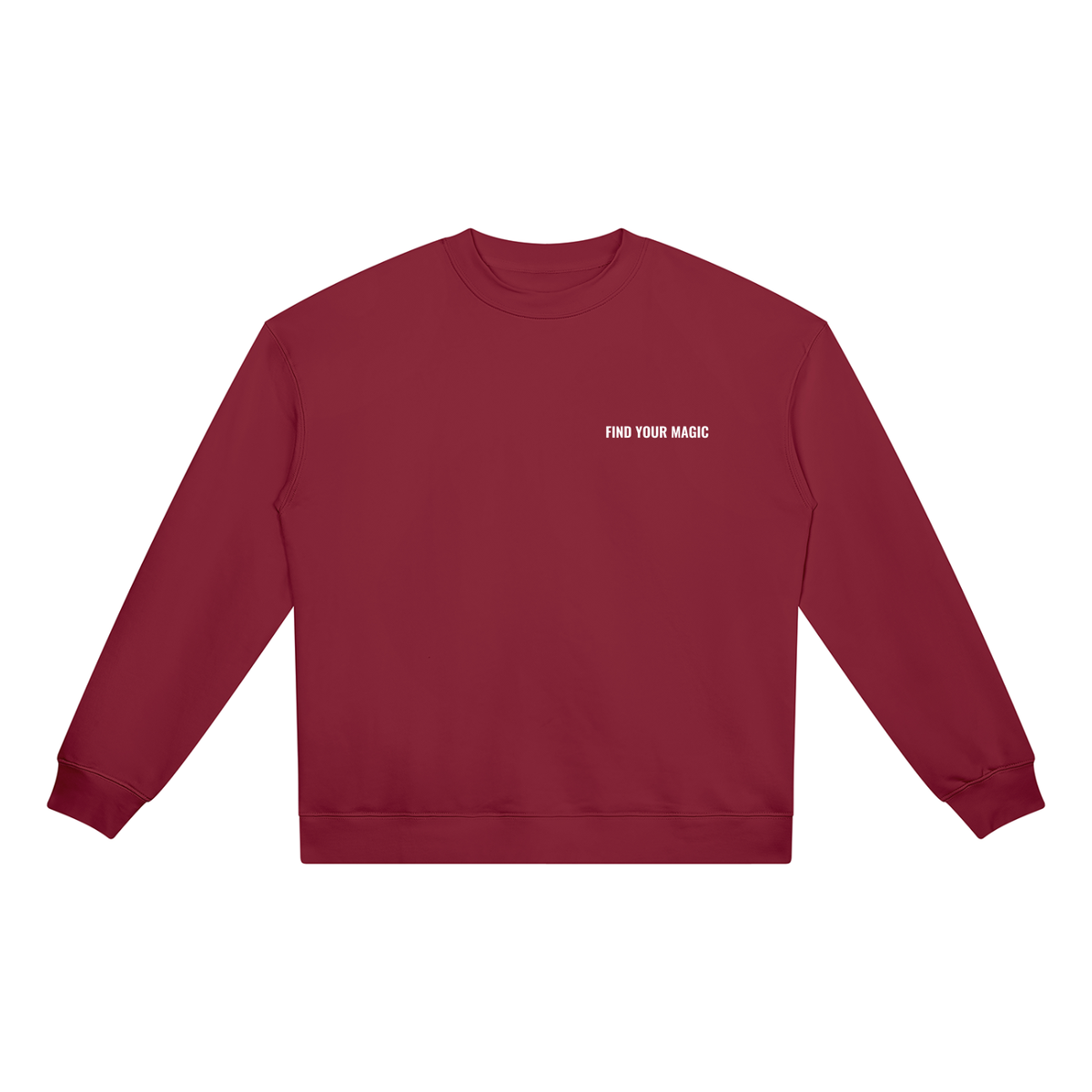 Compass Crewneck Sweatshirt. A red crewneck sweatshirt with a The infinity style Studio compass logo.  Keep you looking stylish, warm and comfy on your confidence recovery journey. red  crewneck front view