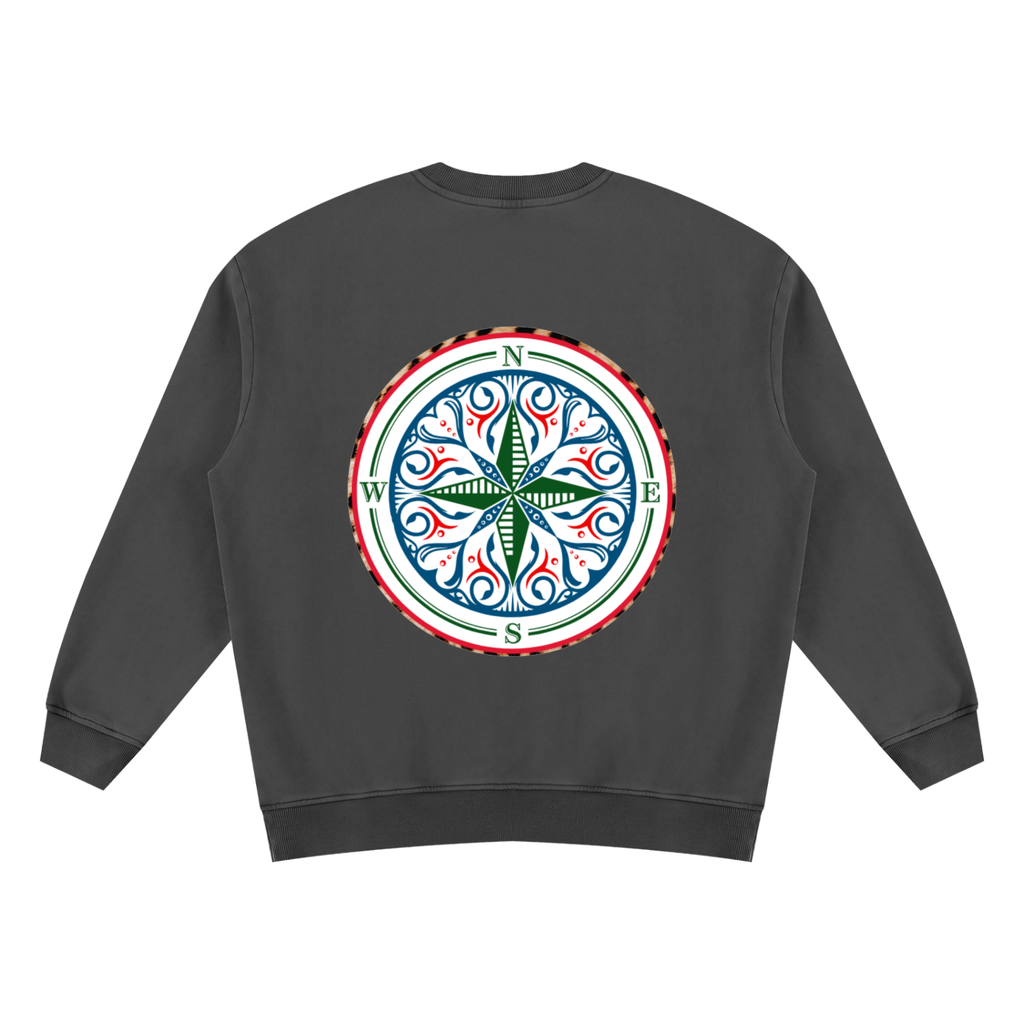 Soft, with a fleece lining that makes the Cosmic Compass vintage wash sweatshirt pure comfort. Warm enough to be worn instead of a jacket or layered for the colder months. Wear it with a leopard skirt and boots, or with a statement bag and your favourite lipstick for date night.

Oversized fit unisex crewneck with drop shoulders
Vintage wash finish, fleece-lined
53% polyester, 42% cotton, 5% other fibres
Vintage wash grey fleeced lined back to give you confidence in your recovery