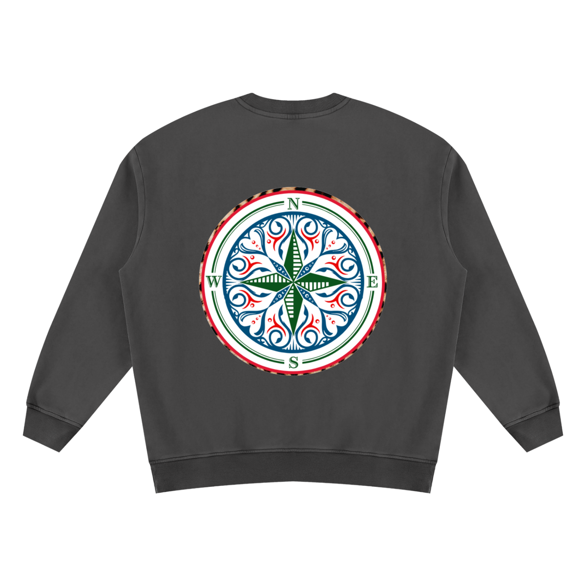 Soft, with a fleece lining that makes the Cosmic Compass vintage wash sweatshirt pure comfort. Warm enough to be worn instead of a jacket or layered for the colder months. Wear it with a leopard skirt and boots, or with a statement bag and your favourite lipstick for date night.

Oversized fit unisex crewneck with drop shoulders
Vintage wash finish, fleece-lined
53% polyester, 42% cotton, 5% other fibres
Vintage wash grey fleeced lined back to give you confidence in your recovery