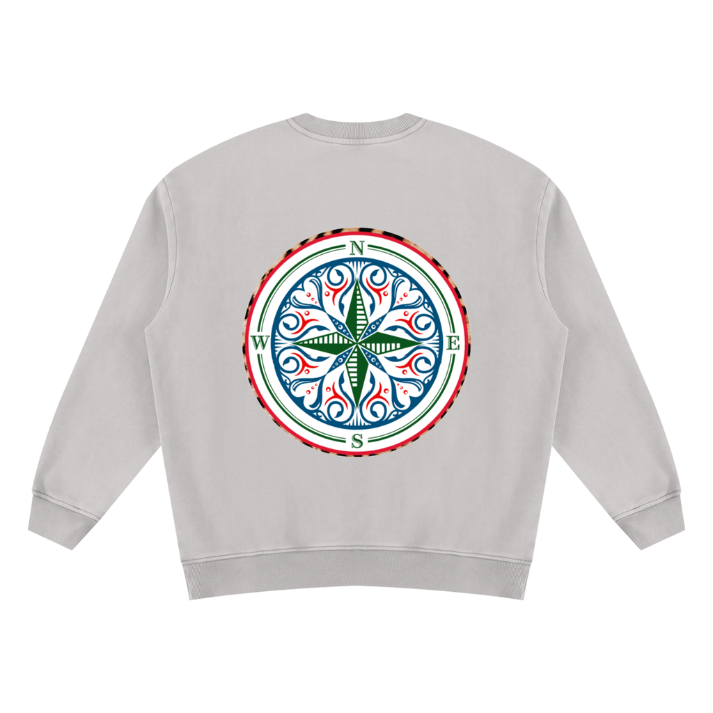 Soft, with a fleece lining that makes the Cosmic Compass vintage wash sweatshirt pure comfort. Warm enough to be worn instead of a jacket or layered for the colder months. Wear it with a leopard skirt and boots, or with a statement bag and your favourite lipstick for date night.

Oversized fit unisex crewneck with drop shoulders
Vintage wash finish, fleece-lined
53% polyester, 42% cotton, 5% other fibres
Vintage wash light grey fleeced lined back to give you confidence in your recovery back view 
