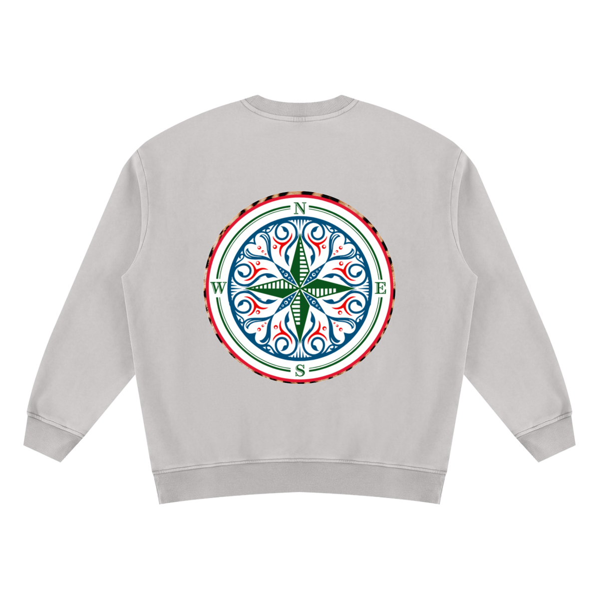 Soft, with a fleece lining that makes the Cosmic Compass vintage wash sweatshirt pure comfort. Warm enough to be worn instead of a jacket or layered for the colder months. Wear it with a leopard skirt and boots, or with a statement bag and your favourite lipstick for date night.

Oversized fit unisex crewneck with drop shoulders
Vintage wash finish, fleece-lined
53% polyester, 42% cotton, 5% other fibres
Vintage wash light grey fleeced lined back to give you confidence in your recovery back view 