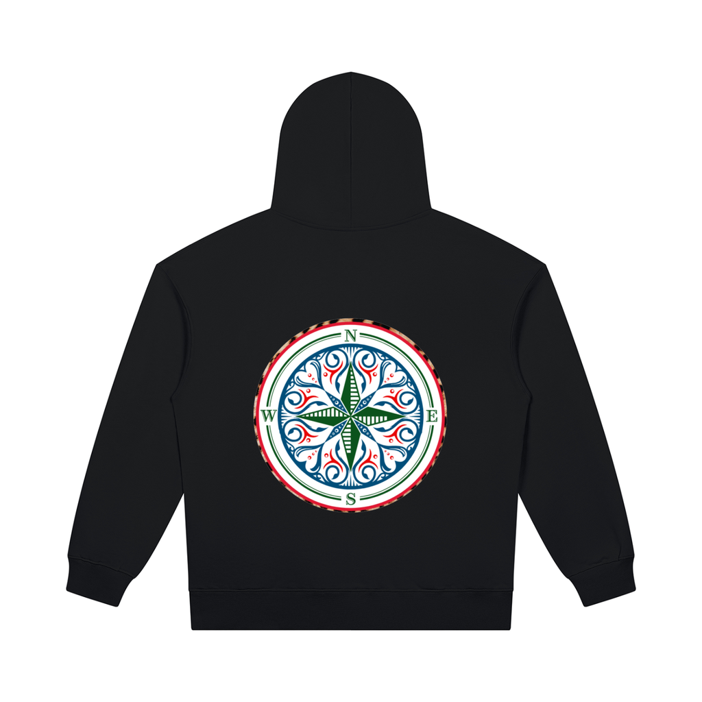 The Cosmic Compass heavyweight pullover hoodie is the one you reach for first: on the school run with your coffee, over a slip skirt and boots on a night out, or with leather trousers for date night. The weight holds its shape and makes everything you pair it with look deliberate. COMfoRTABLE AND STYLISH IN YOUR RECOVERY Black back VIEW