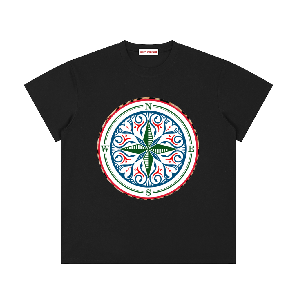 The unisex Cosmic Compass tee with a statement that makes every outfit make sense. Effortlessly cool, it works under a sharp blazer for a work day, with a leather jacket for the school run, on a night out, or whenever you need a reminder to own that magic. find your style and confidence in your recovery. black t shirt tee shirt front
