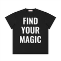 The unisex Cosmic Compass tee with a statement that makes every outfit make sense. Effortlessly cool, it works under a sharp blazer for a work day, with a leather jacket for the school run, on a night out, or whenever you need a reminder to own that magic. gives you style and confidence in your recovery black find your magic tee shirt t shirt front