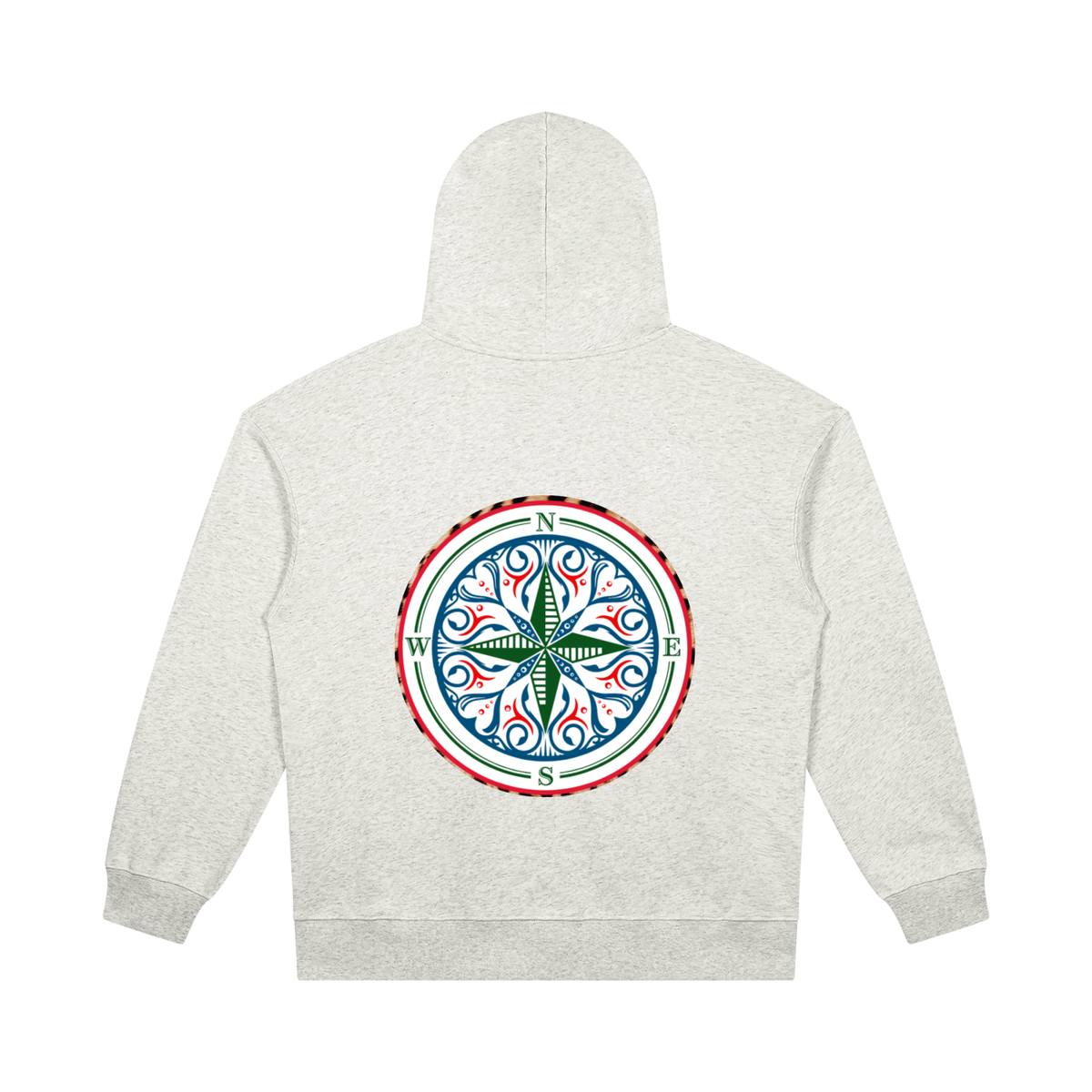 The Cosmic Compass heavyweight pullover hoodie is the one you reach for first: on the school run with your coffee, over a slip skirt and boots on a night out, or with leather trousers for date night. The weight holds its shape and makes everything you pair it with look deliberate. COMfoRTABLE AND STYLISH IN YOUR RECOVERY flower grey backVIEW