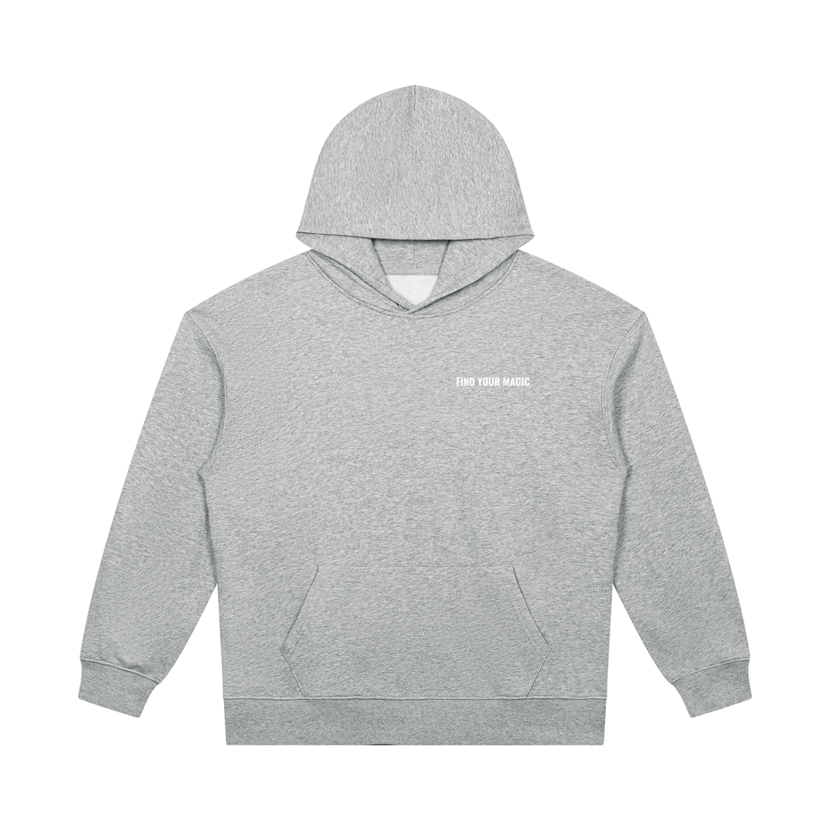 The Cosmic Compass heavyweight pullover hoodie is the one you reach for first: on the school run with your coffee, over a slip skirt and boots on a night out, or with leather trousers for date night. The weight holds its shape and makes everything you pair it with look deliberate. COMfoRTABLE AND STYLISH IN YOUR RECOVERY grey  front VIEW