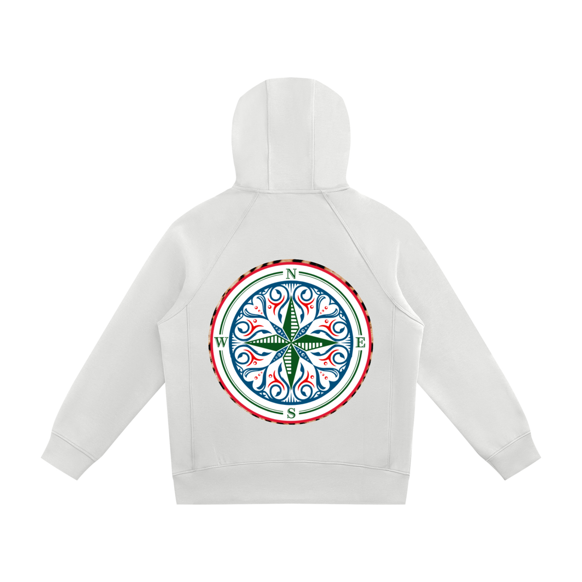 Rich in depth of colour with silver hardware, the Cosmic Compass full zip hoodie is the one that goes with everything. Elevate any look with this statement piece. find your recovery and confidence in this red zip up hoodie BACK view
