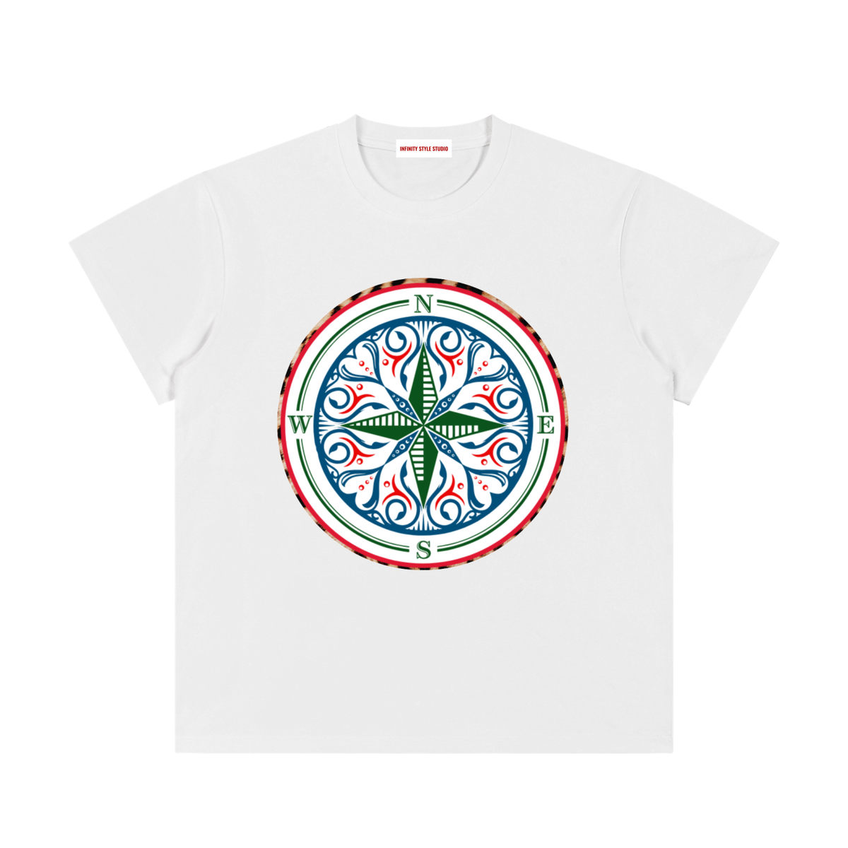 The unisex Cosmic Compass tee with a statement that makes every outfit make sense. Effortlessly cool, it works under a sharp blazer for a work day, with a leather jacket for the school run, on a night out, or whenever you need a reminder to own that magic. find your style and confidence in your recovery. White t shirt tee shirt front
