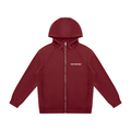 Rich in depth of colour with silver hardware, the Cosmic Compass full zip hoodie is the one that goes with everything. Elevate any look with this statement piece. find your recovery and confidence in this red zip up hoodie front view